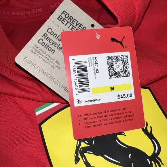 PUMA Men's Red Scuderia Ferrari Race Big Shield Logo T-Shirt NEW Medium - Picture 4 of 5